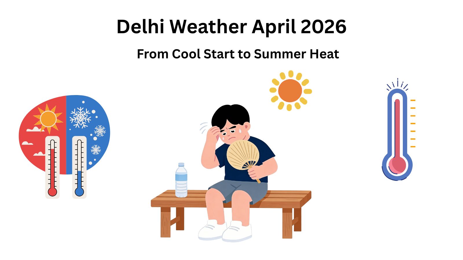 Delhi weather April 2026 showing cool mornings turning into rising summer heat