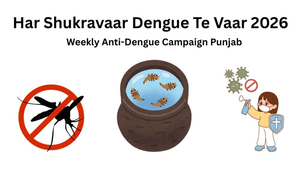 Health workers conducting dengue awareness and prevention drive in Punjab under weekly campaign